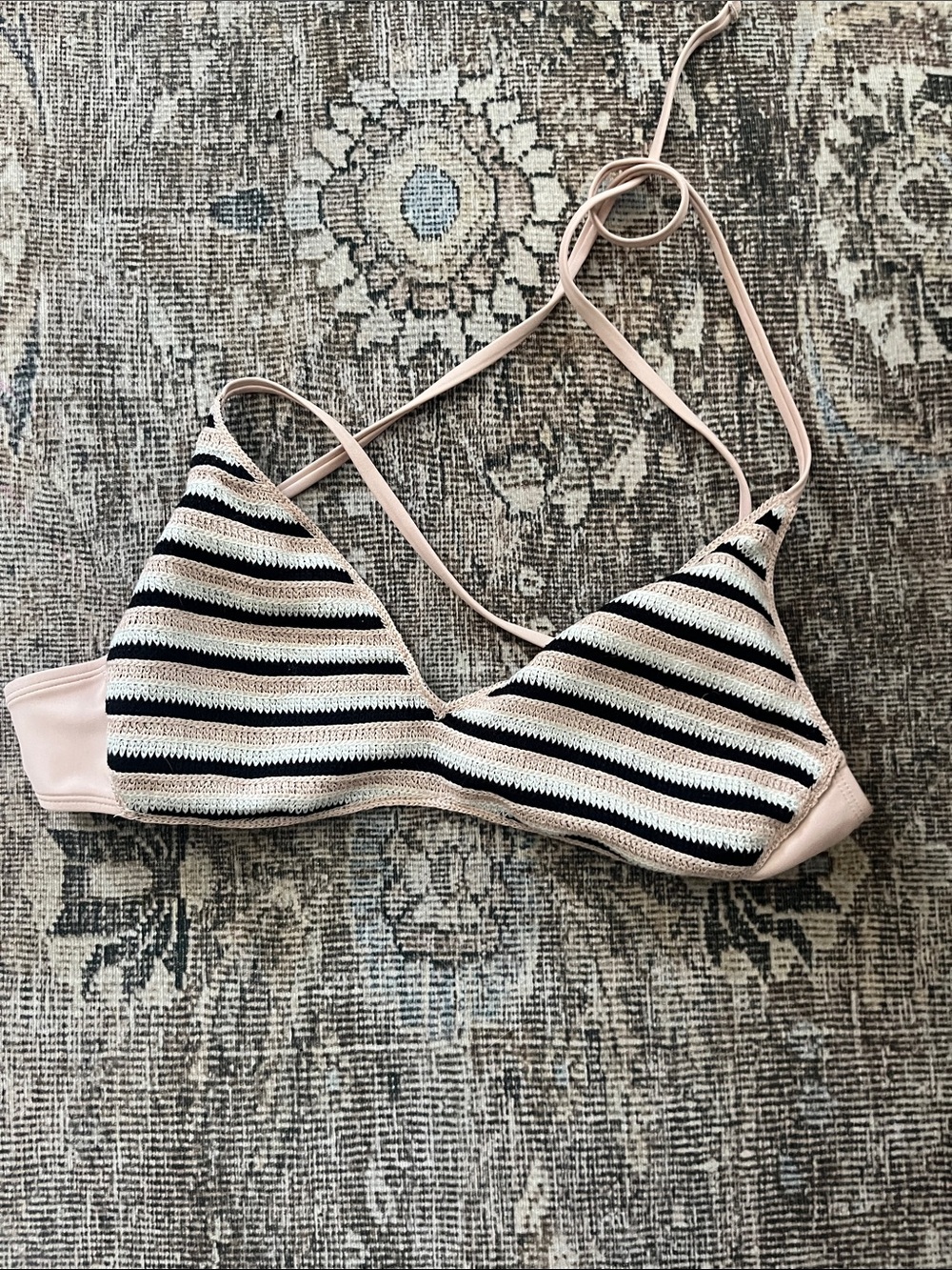 wild fable Striped Knit Bandeau Bralette — Pink, Black & White